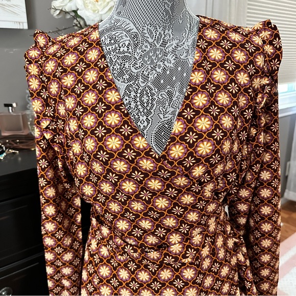 Draper James Geometric Floral Long Sleeve Wrap Dress | NWT Size Large - Picture 4 of 16